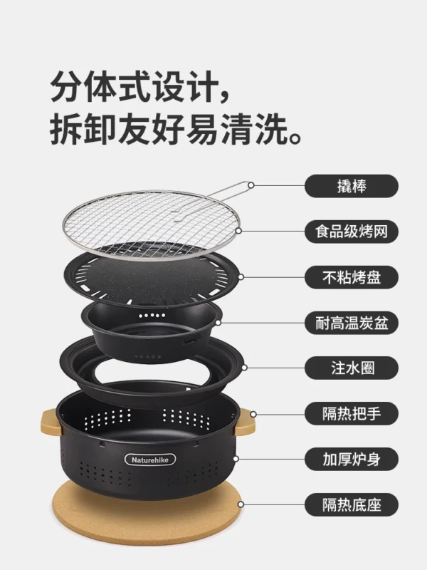 德国桌面烧烤炉子家用户外露营便携烤肉炭火炉围炉煮茶烤火炉套装