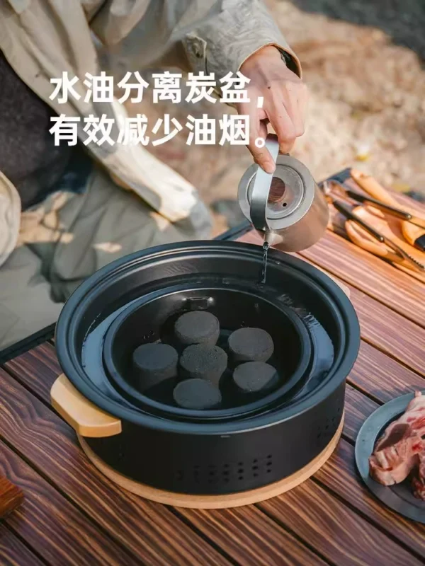 德国桌面烧烤炉子家用户外露营便携烤肉炭火炉围炉煮茶烤火炉套装